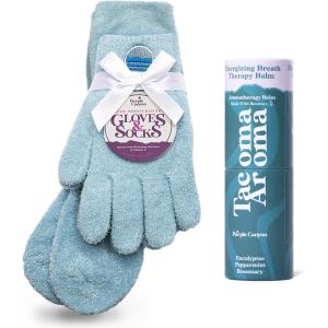 imageMoisturizing Socks and Gloves Set  Purple Fuzzy Socks and Gloves with Aloe and Vitamin E for Women  Womens Gifts for SelfCareBlue Refill Moisture Duo