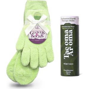 imageMoisturizing Socks and Gloves Set  Purple Fuzzy Socks and Gloves with Aloe and Vitamin E for Women  Womens Gifts for SelfCareGreen Refill Moisture Duo