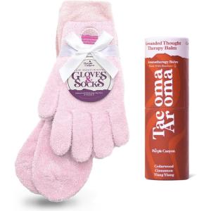 imageMoisturizing Socks and Gloves Set  Purple Fuzzy Socks and Gloves with Aloe and Vitamin E for Women  Womens Gifts for SelfCarePink Refill Moisture Duo