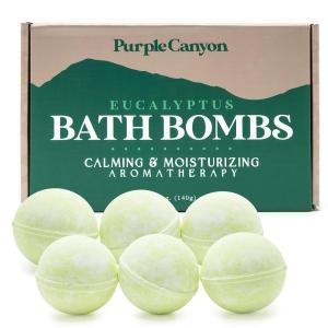 imagePurple Canyon Eucalyptus Bath Bombs for Women  Energizing Mint and Eucalyptus Bath Bomb with Natural Essential Oils  Gift Set of 6Eucalyptus Mint