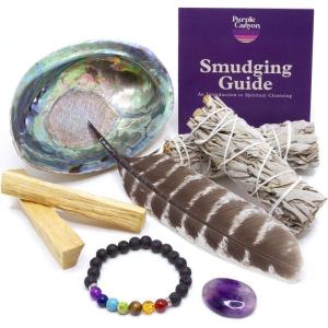 imagePurple Canyon Affirmation Meditation Kit with White Sage Smudge Kit and Affirmation Cards for Mindfulness and Stress ReliefSmudge Gift